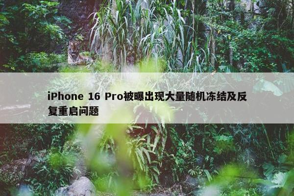 iPhone 16 Pro被曝出现大量随机冻结及反复重启问题