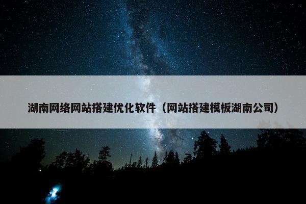 湖南网络网站搭建优化软件（网站搭建模板湖南公司）