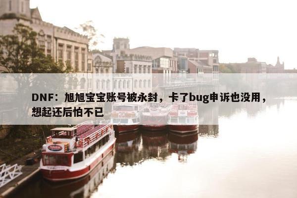 DNF：旭旭宝宝账号被永封，卡了bug申诉也没用，想起还后怕不已