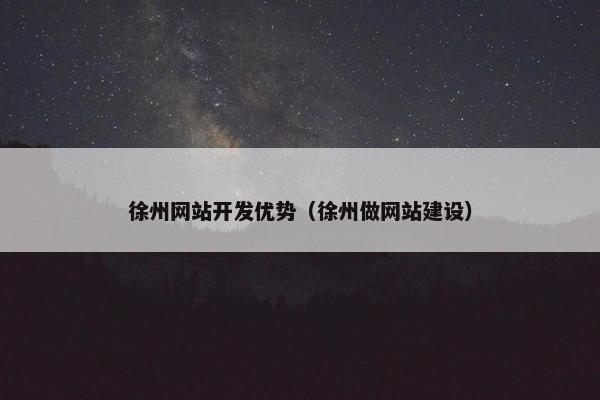 徐州网站开发优势（徐州做网站建设）