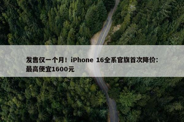 发售仅一个月！iPhone 16全系官旗首次降价：最高便宜1600元