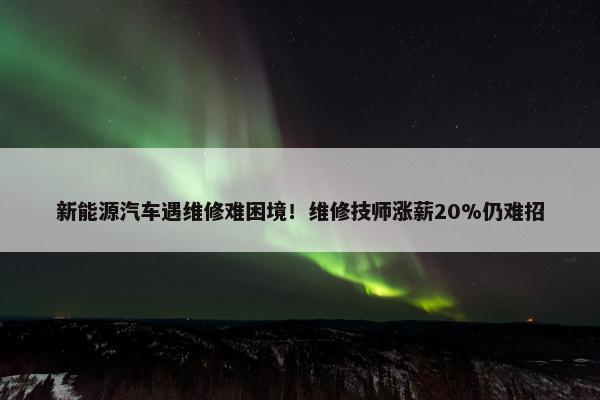 新能源汽车遇维修难困境！维修技师涨薪20%仍难招