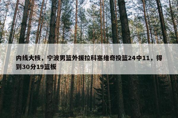 内线大核，宁波男篮外援拉科塞维奇投篮24中11，得到30分19篮板