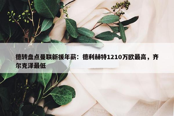 德转盘点曼联新援年薪：德利赫特1210万欧最高，齐尔克泽最低