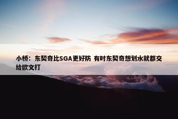 小桥：东契奇比SGA更好防 有时东契奇想划水就都交给欧文打