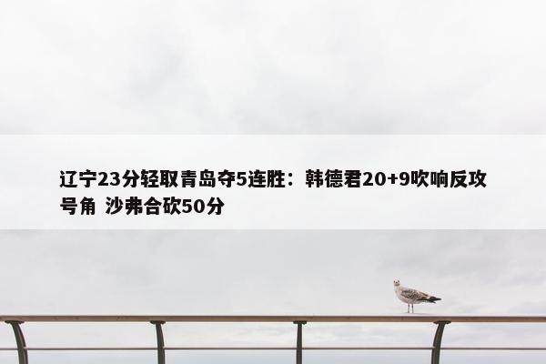 辽宁23分轻取青岛夺5连胜：韩德君20+9吹响反攻号角 沙弗合砍50分