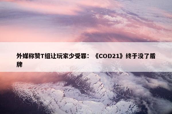 外媒称赞T组让玩家少受罪：《COD21》终于没了盾牌