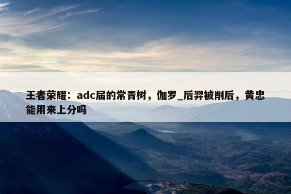 王者荣耀：adc届的常青树，伽罗_后羿被削后，黄忠能用来上分吗