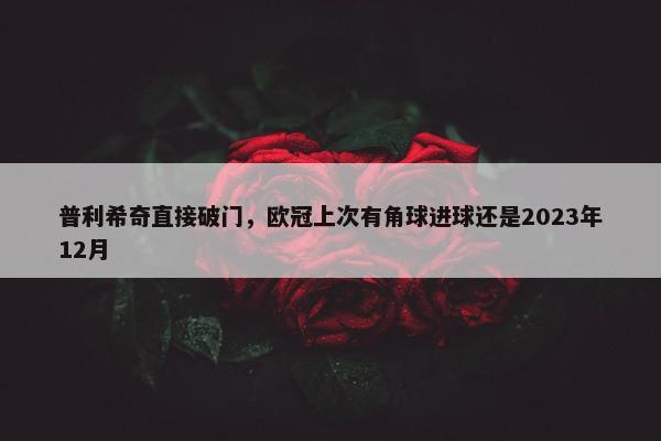 普利希奇直接破门，欧冠上次有角球进球还是2023年12月