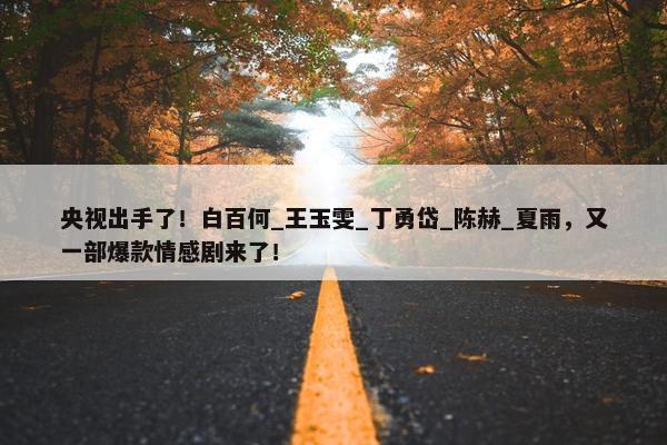 央视出手了！白百何_王玉雯_丁勇岱_陈赫_夏雨，又一部爆款情感剧来了！