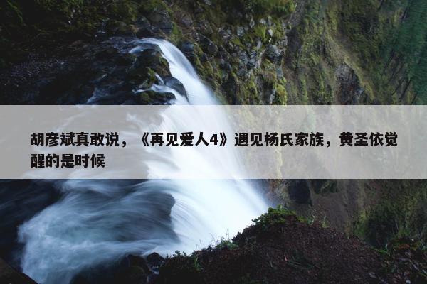 胡彦斌真敢说，《再见爱人4》遇见杨氏家族，黄圣依觉醒的是时候