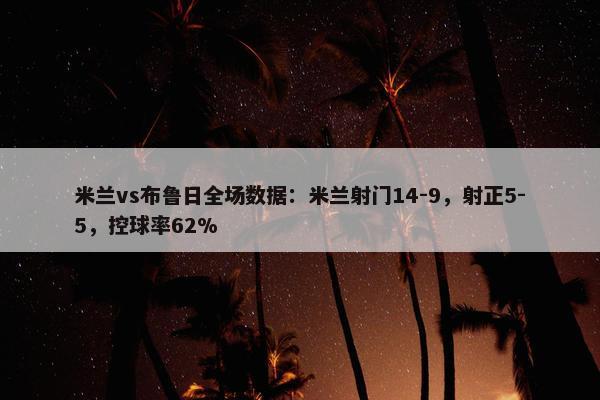 米兰vs布鲁日全场数据：米兰射门14-9，射正5-5，控球率62%