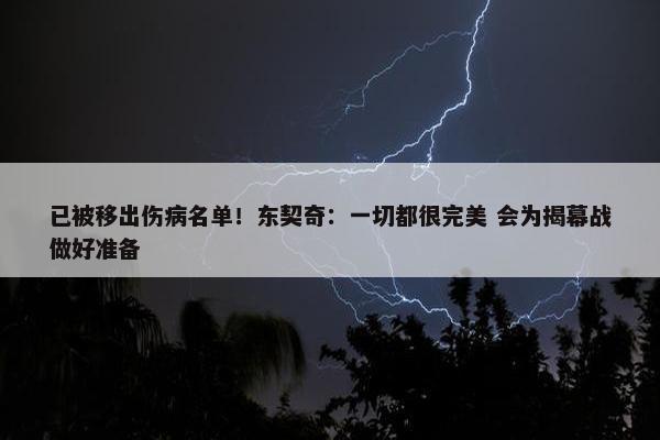 已被移出伤病名单！东契奇：一切都很完美 会为揭幕战做好准备