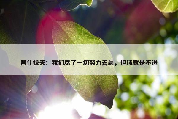 阿什拉夫：我们尽了一切努力去赢，但球就是不进