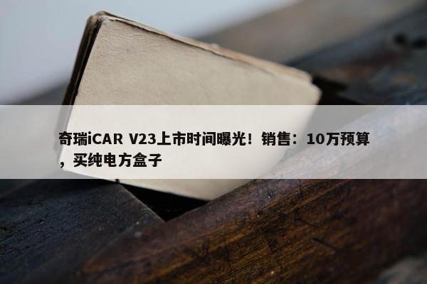 奇瑞iCAR V23上市时间曝光！销售：10万预算，买纯电方盒子