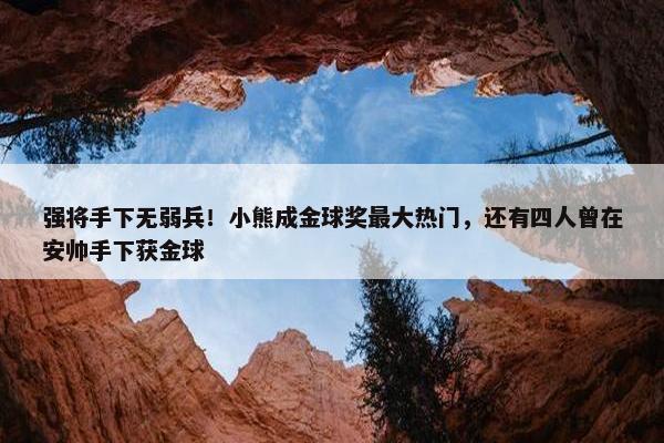 强将手下无弱兵！小熊成金球奖最大热门，还有四人曾在安帅手下获金球