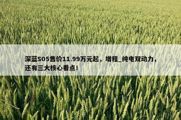 深蓝S05售价11.99万元起，增程_纯电双动力，还有三大核心看点！