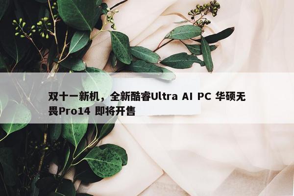 双十一新机，全新酷睿Ultra AI PC 华硕无畏Pro14 即将开售