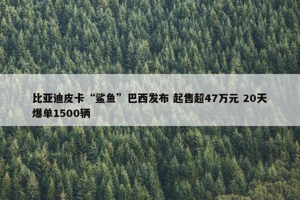 比亚迪皮卡“鲨鱼”巴西发布 起售超47万元 20天爆单1500辆