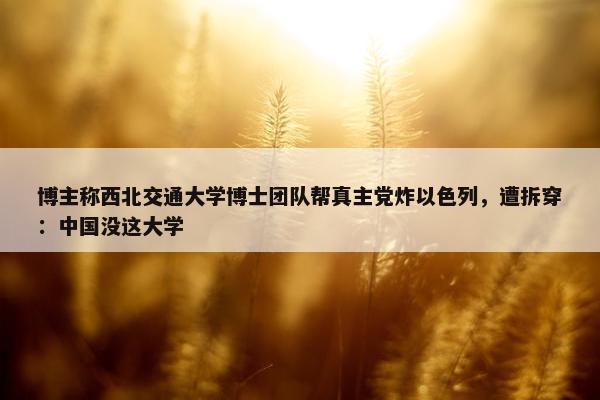 博主称西北交通大学博士团队帮真主党炸以色列，遭拆穿：中国没这大学