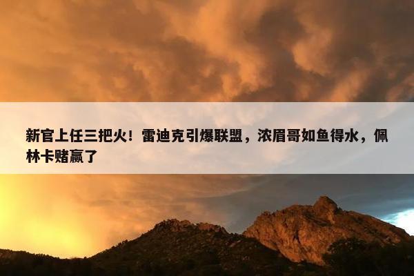 新官上任三把火！雷迪克引爆联盟，浓眉哥如鱼得水，佩林卡赌赢了