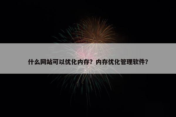 什么网站可以优化内存？内存优化管理软件？