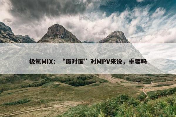 极氪MIX：“面对面”对MPV来说，重要吗