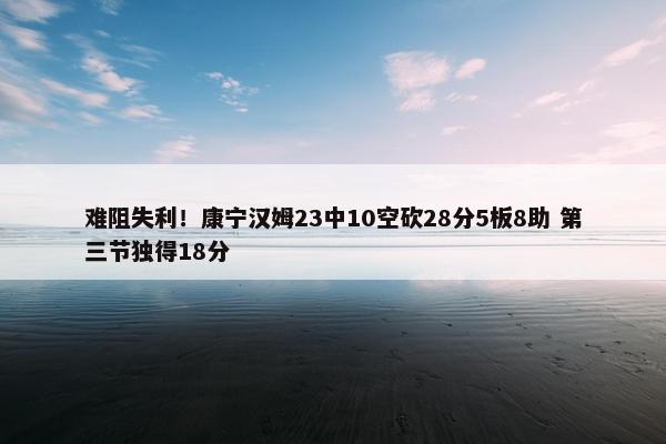 难阻失利！康宁汉姆23中10空砍28分5板8助 第三节独得18分