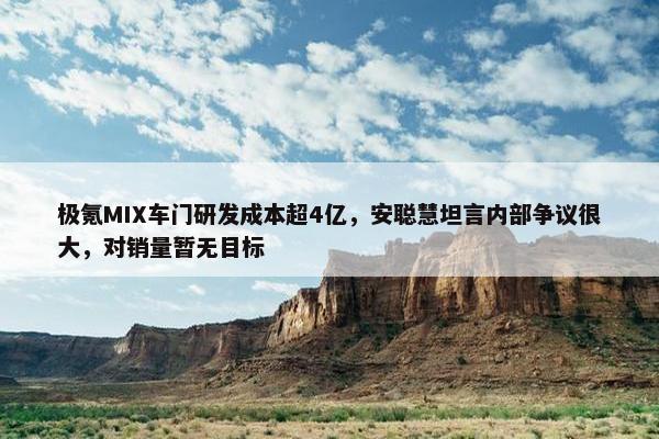 极氪MIX车门研发成本超4亿，安聪慧坦言内部争议很大，对销量暂无目标