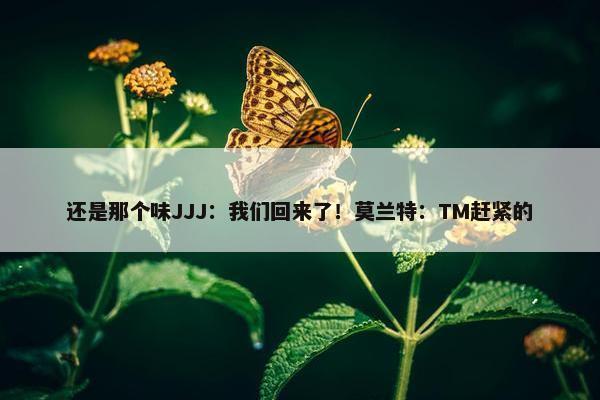 还是那个味JJJ：我们回来了！莫兰特：TM赶紧的