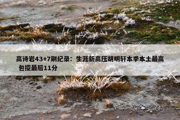 高诗岩43+7刷纪录：生涯新高压胡明轩本季本土最高 包揽最后11分