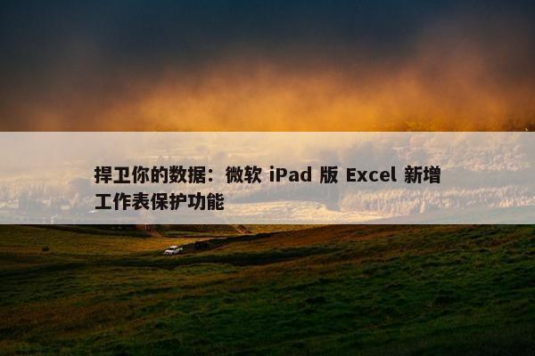 捍卫你的数据：微软 iPad 版 Excel 新增工作表保护功能