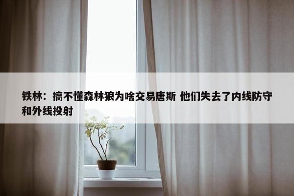 铁林：搞不懂森林狼为啥交易唐斯 他们失去了内线防守和外线投射