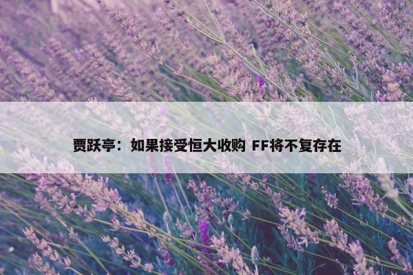 贾跃亭：如果接受恒大收购 FF将不复存在