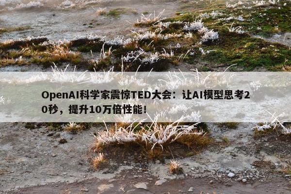 OpenAI科学家震惊TED大会：让AI模型思考20秒，提升10万倍性能！