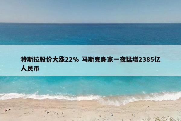 特斯拉股价大涨22% 马斯克身家一夜猛增2385亿人民币