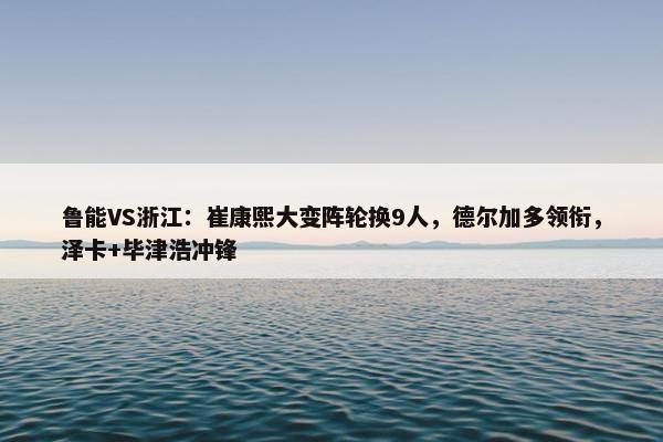 鲁能VS浙江：崔康熙大变阵轮换9人，德尔加多领衔，泽卡+毕津浩冲锋