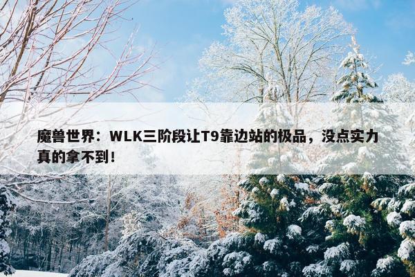 魔兽世界：WLK三阶段让T9靠边站的极品，没点实力真的拿不到！