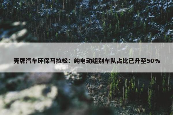 壳牌汽车环保马拉松：纯电动组别车队占比已升至50%