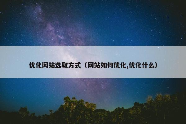 优化网站选取方式（网站如何优化,优化什么）