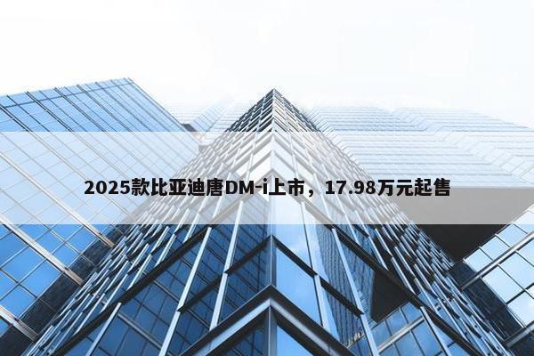 2025款比亚迪唐DM-i上市，17.98万元起售