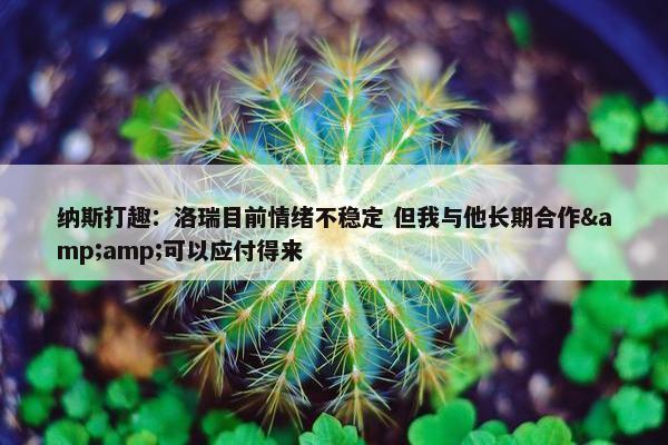 纳斯打趣：洛瑞目前情绪不稳定 但我与他长期合作&amp;可以应付得来