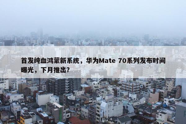 首发纯血鸿蒙新系统，华为Mate 70系列发布时间曝光，下月推出？