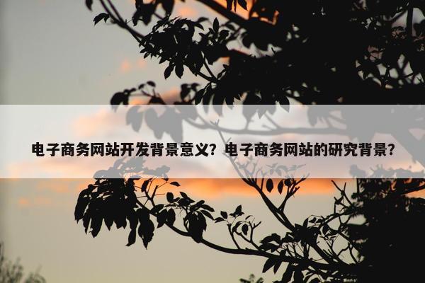 电子商务网站开发背景意义？电子商务网站的研究背景？