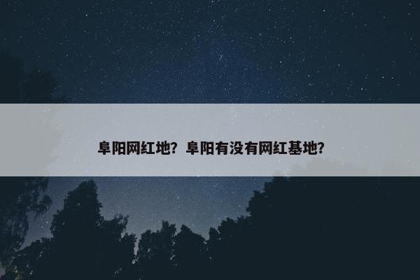 阜阳网红地？阜阳有没有网红基地？