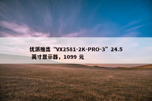 优派推出“VX2581-2K-PRO-3”24.5 英寸显示器，1099 元