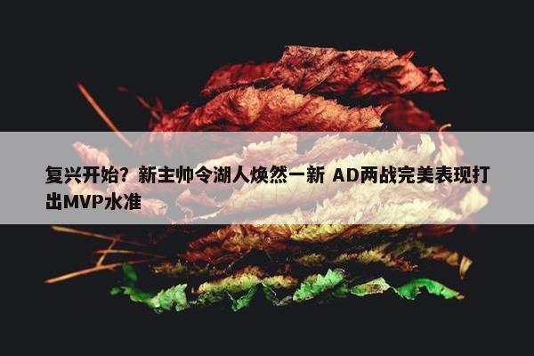 复兴开始？新主帅令湖人焕然一新 AD两战完美表现打出MVP水准