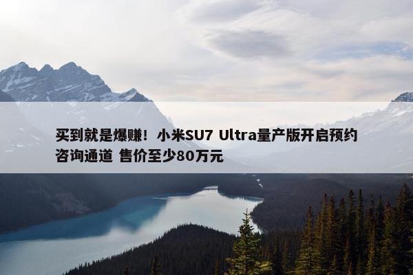 买到就是爆赚！小米SU7 Ultra量产版开启预约咨询通道 售价至少80万元