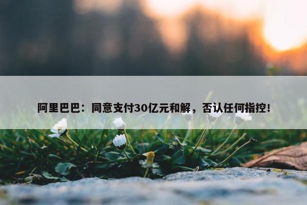 阿里巴巴：同意支付30亿元和解，否认任何指控！