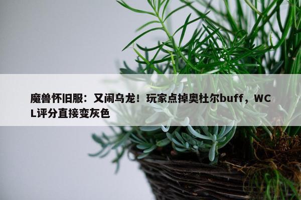 魔兽怀旧服：又闹乌龙！玩家点掉奥杜尔buff，WCL评分直接变灰色